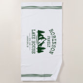 Familienname Lake House Forest Green Trees White Strandtuch (Vorderseite)