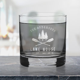 Familienname Lake House Moderne Oars Trees Whiskyglas