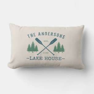 Familienname Lake House Oars Pine Trees Außenbere Kissen Für Draußen