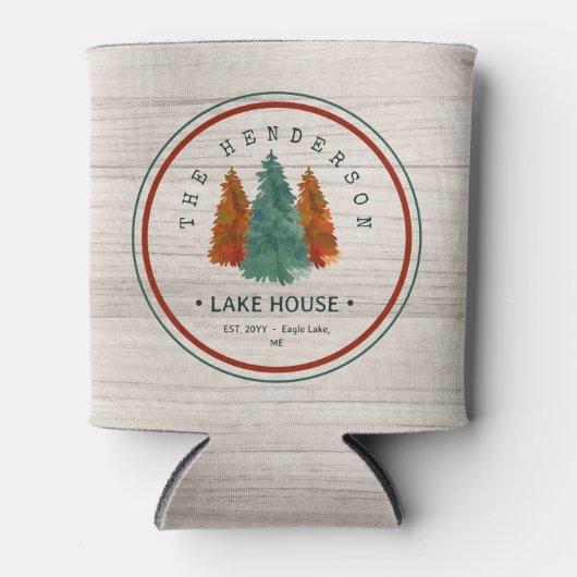 Familienname Lake House Pine Trewood Personalisier Dosenkühler (Vorderseite)