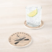 Familienname Lake House Pine Trewood Personalisier Getränkeuntersetzer (Seite)