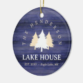 Familienname Lake House Pine Trewood Personalisier Keramik Ornament (Links)