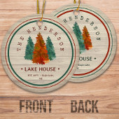 Familienname Lake House Pine Trewood Personalisier Keramik Ornament