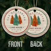 Familienname Lake House Pine Trewood Personalisier Keramik Ornament