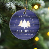 Familienname Lake House Pine Trewood Personalisier Keramik Ornament