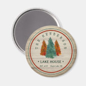 Familienname Lake House Pine Trewood Personalisier Magnet (Vorderseite/Rückseite)