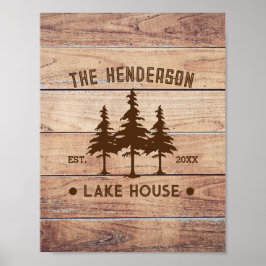 Familienname Lake House Pine Trewood Personalisier Poster
