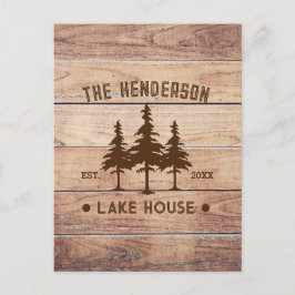 Familienname Lake House Pine Trewood Personalisier Postkarte