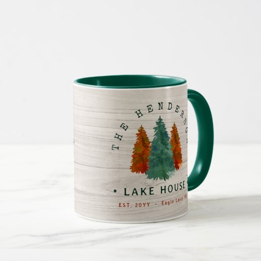 Familienname Lake House Pine Trewood Personalisier Tasse (VorderseiteRechts)