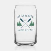 Familienname Lake House Rustikale Oars Pine Trees Dosenglas (Vorderseite)