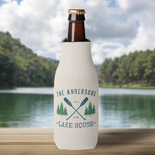 Familienname Lake House Rustikale Oars Pine Trees Flaschenkühler