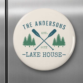 Familienname Lake House Rustikale Oars Pine Trees Magnet