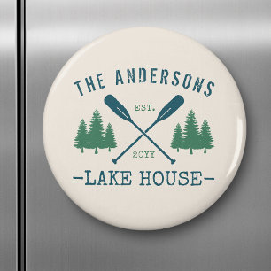 Familienname Lake House Rustikale Oars Pine Trees Magnet