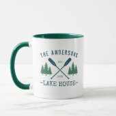 Familienname Lake House Rustikale Oars Pine Trees Tasse (Links)