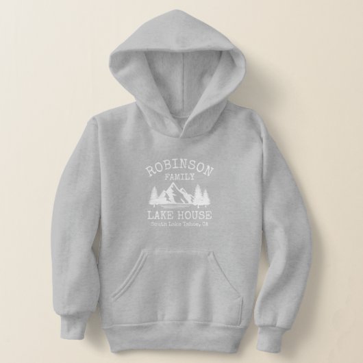Familienname Lake House Rustikale weiße Silhouette Hoodie (Ablage )