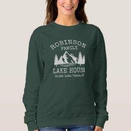 Familienname Lake House Rustikale weiße Silhouette Sweatshirt