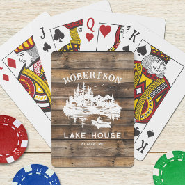 Familienname Lake House Rustikales Holz Spielkarten