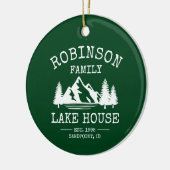 Familienname Lake House Trees Forest Green Keramik Ornament (Links)