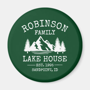 Familienname Lake House Trees Forest Green Magnet
