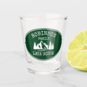 Familienname Lake House Trees Forest Green Schnapsglas (Vorderseite)