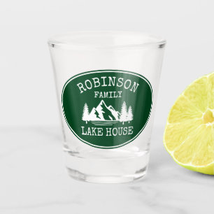 Familienname Lake House Trees Forest Green Schnapsglas