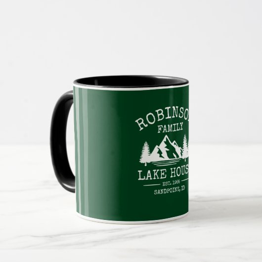 Familienname Lake House Trees Forest Green Two Ton Tasse (Vorderseite Links)