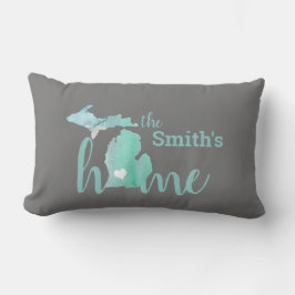 Familienname Liebe Zuhause Staat der Silhouette Mi Lendenkissen