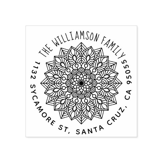 Familienname Mandala Rücksendeadresse Gummistempel (Prägung)