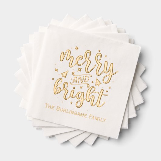 Familienname "Merry and Bright Typography" Servietten Mit Folie (Insitu (Gestapelt))