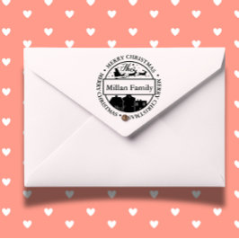 Familienname Merry Christmas Weihnachtsthema Permastempel