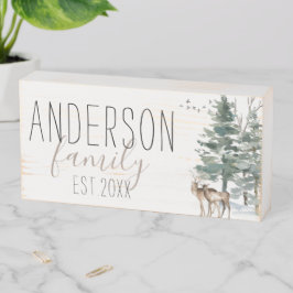 Familienname mit Datum Waldhirsche Holzkisten Schild