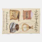 Familienname Moderne rustikale Aquarell Kaffeelieb Geschirrtuch (Horizontal)