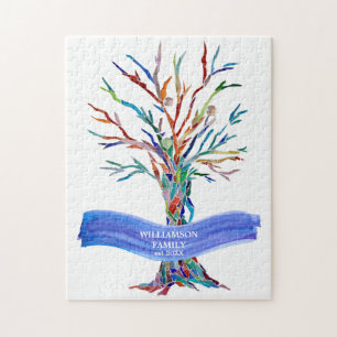 Familienname Moderner Baum Puzzle
