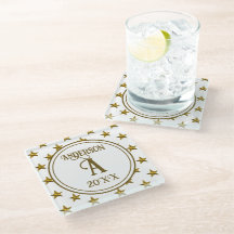 Familienname Monogramm Elegant Weißgold Sterne