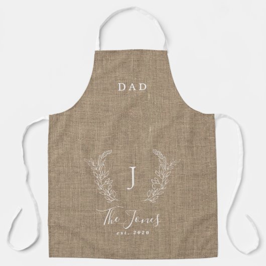Familienname Monogramm personalisierter rustikaler Schürze (Vorderseite)