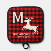 Familienname Monogramm rustikale Hirsche Silhouett Topflappen (Vorderseite)