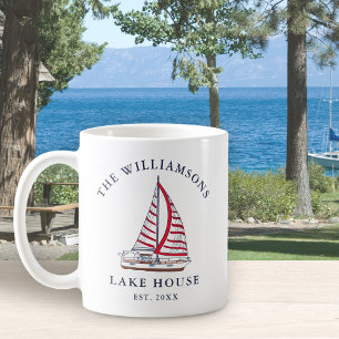 Familienname Nautic Sailboat Lake House Kaffeetasse