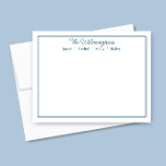 Familienname Navy Blue Border Classic Stationery Mitteilungskarte<br><div class="desc">Dieses Design weist eine dünne Doppelgrenze mit Platz für einen Familiennamen und einzelne Familiennamen auf. Klicken Sie auf die Schaltfläche Anpassen, wenn Sie die Designelemente anpassen und/oder den Text weiter verändern möchten! Variationen dieses Designs, zusätzliche Farben sowie koordinierende Produkte sind in unserem Shop, zazzle.com/store/doodlelulu verfügbar. Kontaktieren Sie uns, wenn Sie...</div>