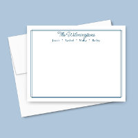 Familienname Navy Blue Border Classic Stationery