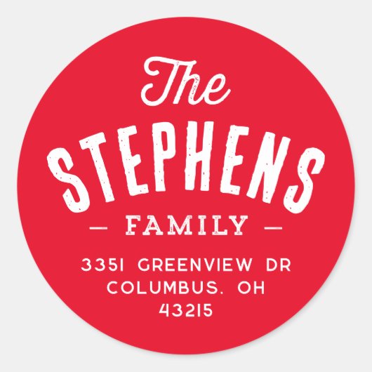Familienname niedliche Rücksendeadresse Runder Aufkleber (Vorderseite)