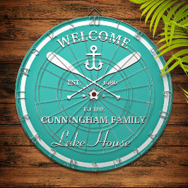 Familienname | Oars und Anker Custom Aqua Blue Dartscheibe