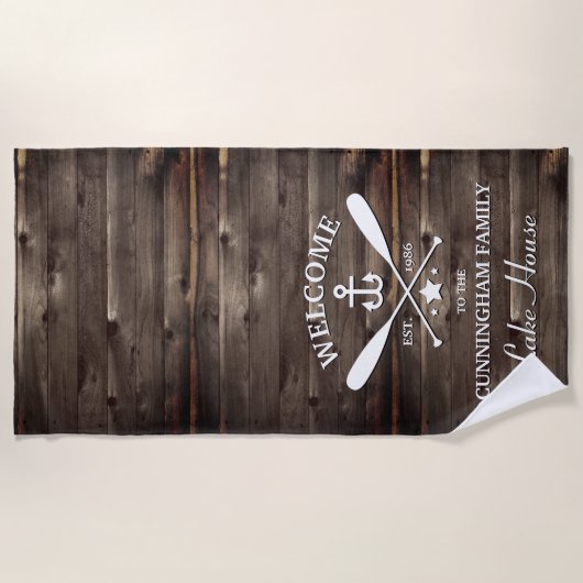 Familienname | Oars und Anker nach Kundenwunsch Strandtuch (Vorderseite)