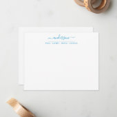Familienname Ocean Blue Script Calligraphy Mitteilungskarte (Vorderseite/Rückseite Beispiel)