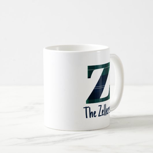 Familienname oder Firmenname Karierter Buchstabe z Kaffeetasse (VorderseiteRechts)