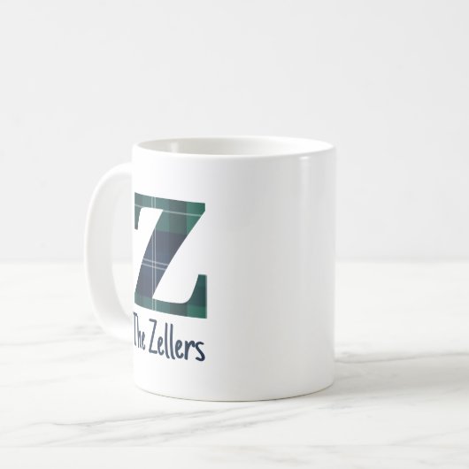 Familienname oder Firmenname Karierter Buchstabe z Kaffeetasse (Vorderseite Links)