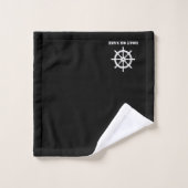 Familienname oder Schiffsrad Helm Black Badhandtuch Set (Waschlappen)