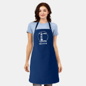 Familienname oder Text Lighthouse Navy Blue White Schürze (Getragen)