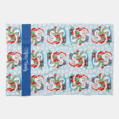 Familienname oder Text Snowman Weihnachtsgeschenk Geschirrtuch (Horizontal)