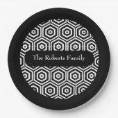 Familienname Party Teller Sechseck Muster (Vorderseite)