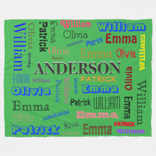Familienname 💛 Personalisierte Word Cloud Fleecedecke